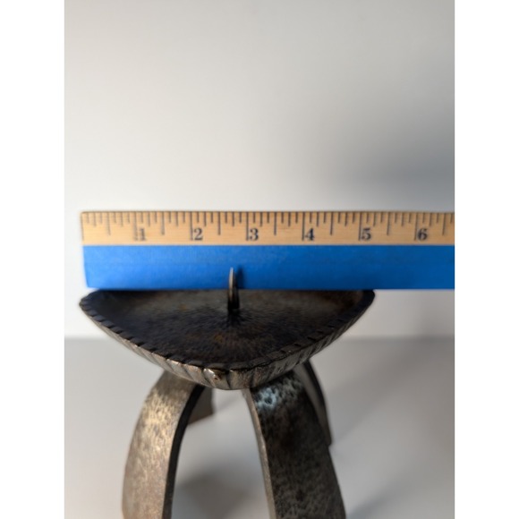 VTG Metal Brutalist Candle Holder MCM 5x5  Cast Iron 1960s Textured Square Heavy
